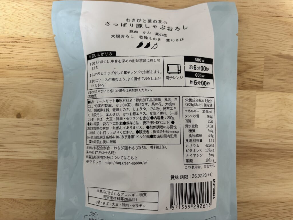 成分表示